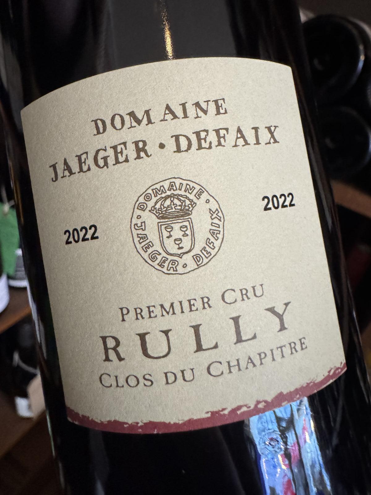 Domaine Jaeger Defaix Rully 1er Cru Clos du Chapitre Rouge 2022 75cl